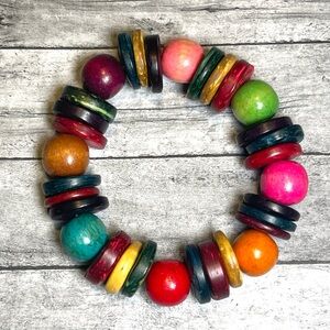 Colorful Chunky Beaded Stretch Bracelet